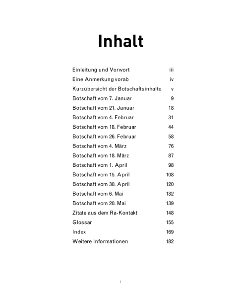 Botschaften 2017 (I) Inhaltsverzeichnis